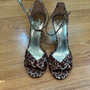 Nina Rinestone Leopard Satin Heels